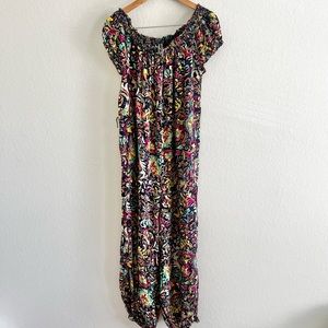 Anthropologie Navy Multicolor Paisley Jumpsuit Sz M